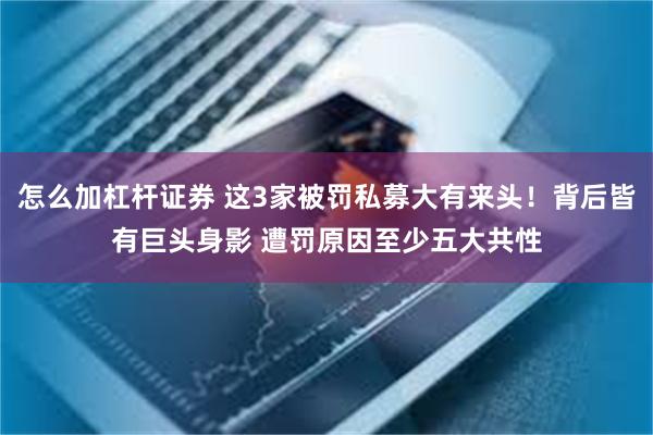 怎么加杠杆证券 这3家被罚私募大有来头！背后皆有巨头身影 遭罚原因至少五大共性